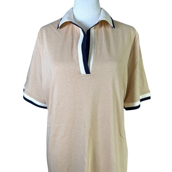 Tuckernuck Hutton Polo Dress Tan Navy Size XXL / 16 NWT Sporty Mini Cotton $128 - Picture 2 of 11